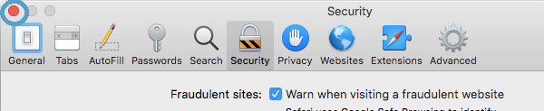 Screengrab showing the Close button on the Preferences window.