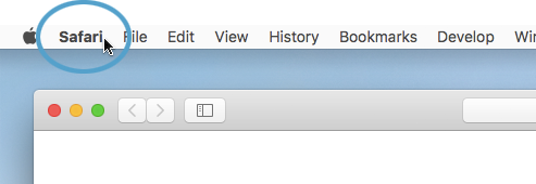 Screengrab showing the Safari menu screen location.